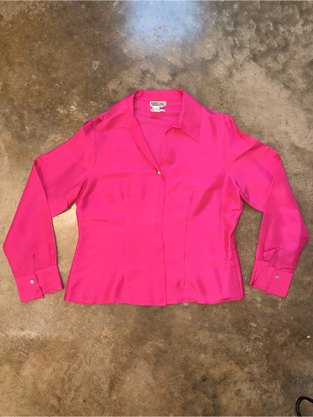 Bobbie Bee Pink 100% Silk Button Down Blouse Women’s Size L